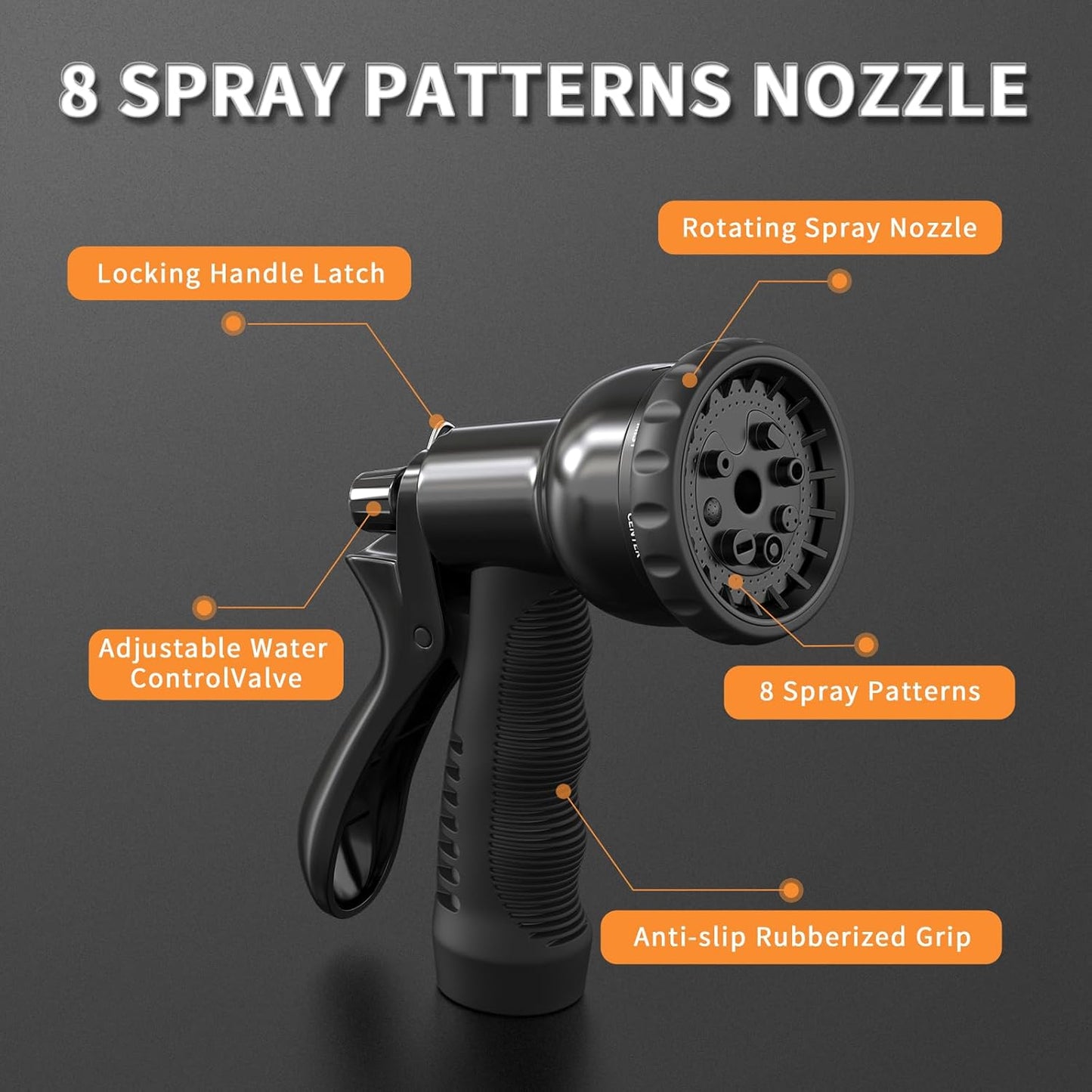 GASHER 100FT x 3/8" Coil Garden Hose, Expandable Garden Hose with 3/4" Brass Connector, Watering Hose Includes 8 Patterns Spray Nozzle for Outdoors Lawn Watering Car Washing