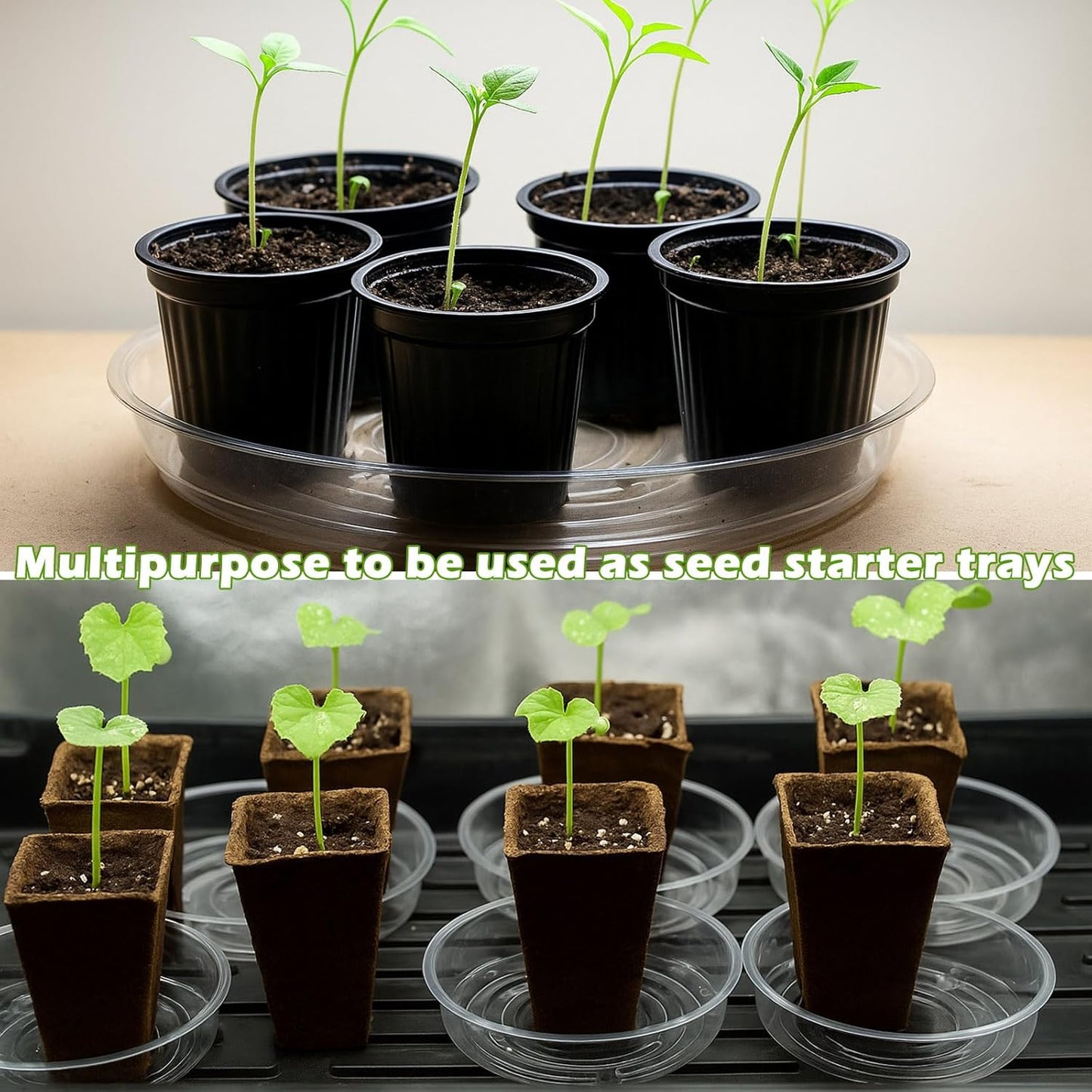 20 Packs 16 Inches Large Clear Plant Saucers for Indoor Outdoor Use Heavy Duty Plastic Plant Trays for Planter Bulk Flower Pot Drip Trays to Catch Water, 4 to 20 Inch