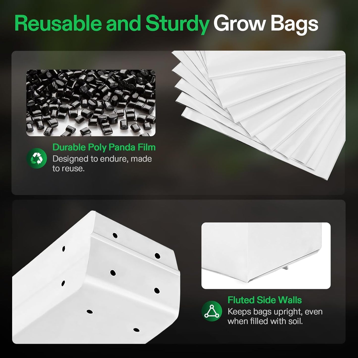 VIVOSUN 50-Pack 1 Gallon Grow Bags for Plants, Black-and-White Panda Film Containers Thick Plastic Bag for Potting Seedlings, and Rooting