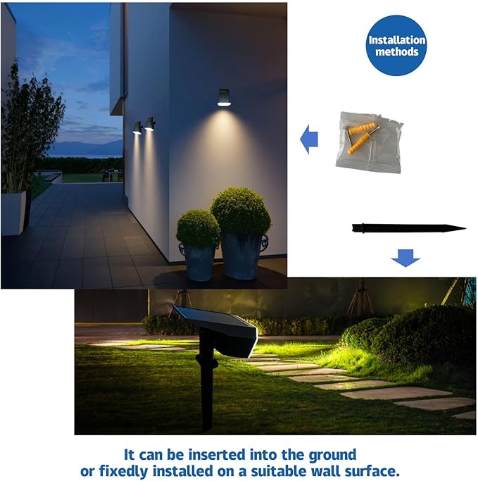 Outdoor Light Solar-Powered 3 Levels of Brightness,Waterproof IP65 can be Installed on Walls, Beside walkways, on lawns and Near Green Plants- 4 Pack (Warm)