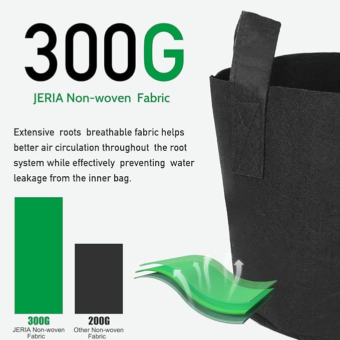 JERIA 24-Pack 5 Gallon Nonwoven Grow Bags, Plant Grow Bags,Heavy Duty Aeration Fabric Pots with Durable Handles, Come with 24 Pcs Plant Labels