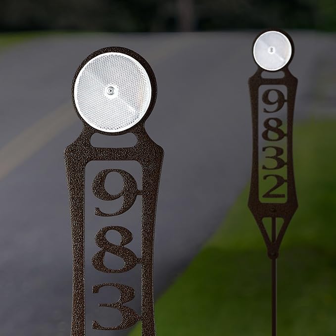 Pathways Vertical Custom Reflective Driveway Marker Set of Two | Personalize with 1-5 House Numbers