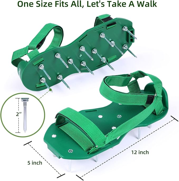 Ohuhu Lawn Aerator Shoes for Grass: Free-Installation Aeration Shoes with Stainless Steel Shovel, Heavy Duty Spike Aerating Sandals Lawn Equipment Tool with Hook & Loop Straps for Yard Patio Garden