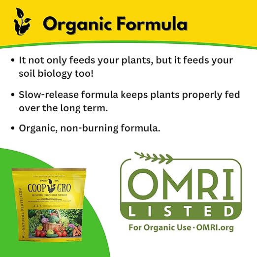 Coop Gro Organic Chicken Manure Fertilizer 6 lb. Bag. All-Natural Plant Food for Vegetable Gardens, Flower Beds, Indoor Plants & Shrubs. Pelleted Fruit Tree Fertilizer (3 Pack)
