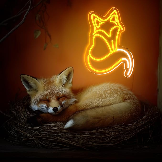 Fox Neon Signs, Fox LED Light for Wall Decor, Dimmable Neon Fox Sign Animal Sign for Fox Lovers Bedroom Living Room Bar Club Art Decor Gifts(14.2 x 9.4 inches) 