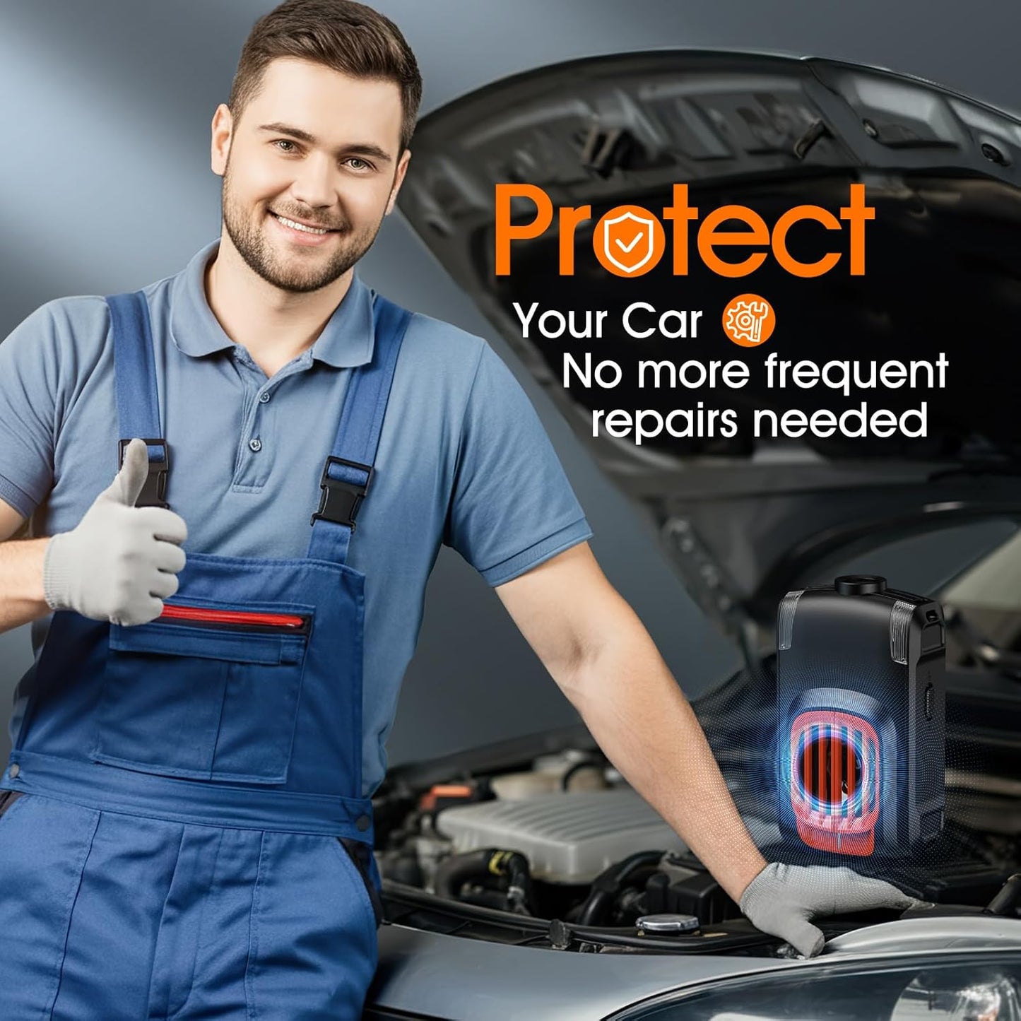 Upgraded 3-in-1 Repellent for Car Engines Rodent, Under Hood Animal Repellent, with Strobe Light, Keep Mice Away, for Car RV Garage Indoor 2 Pack(Black