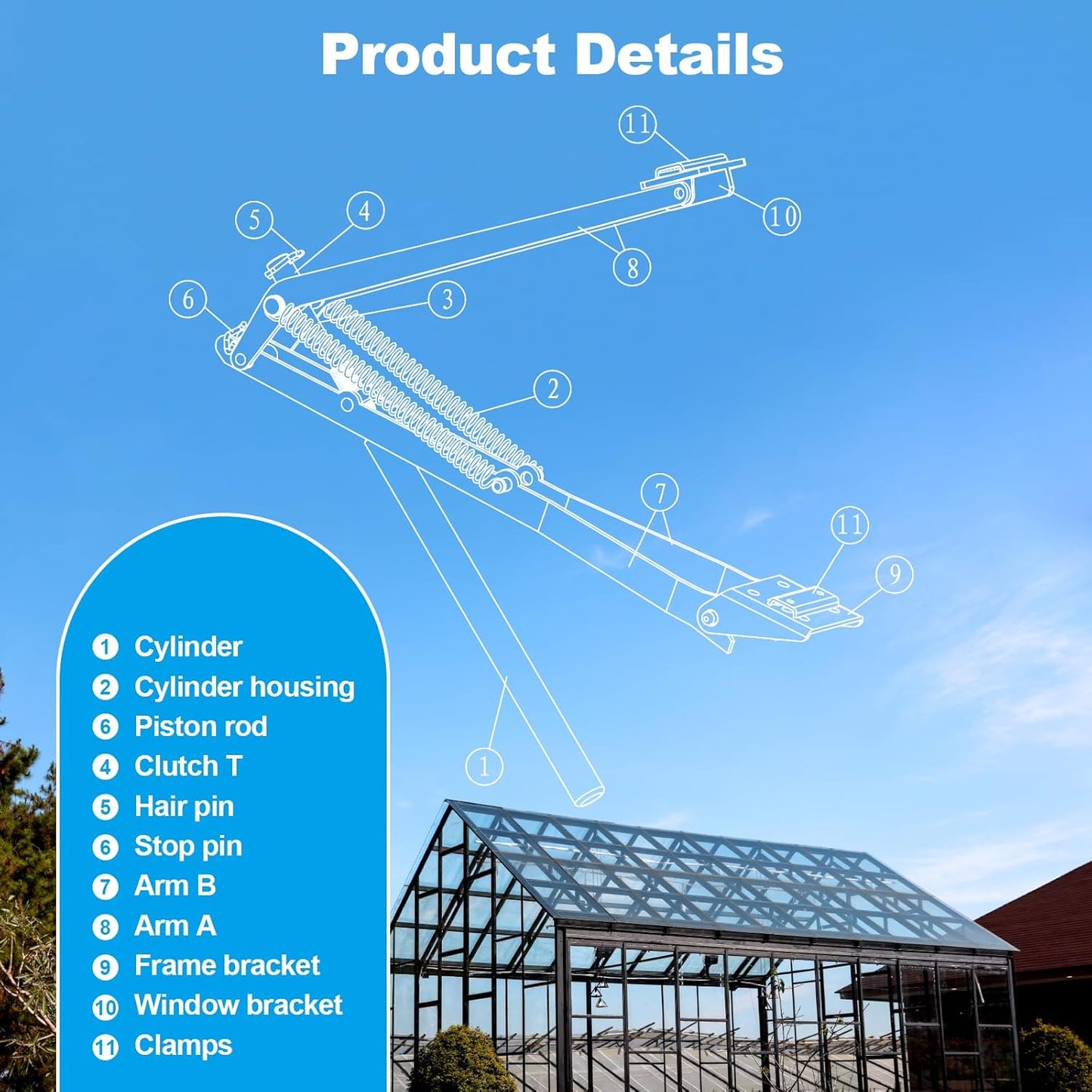 Greenhouse Vent Automatic Opener Greenhouse Accessories Window Opener Auto Vent Kit Sensitive Gardening Tools Automatic Greenhouses Supplies Solar Heat Sensitive Dual Spring Lifts 33lbs (1pc)