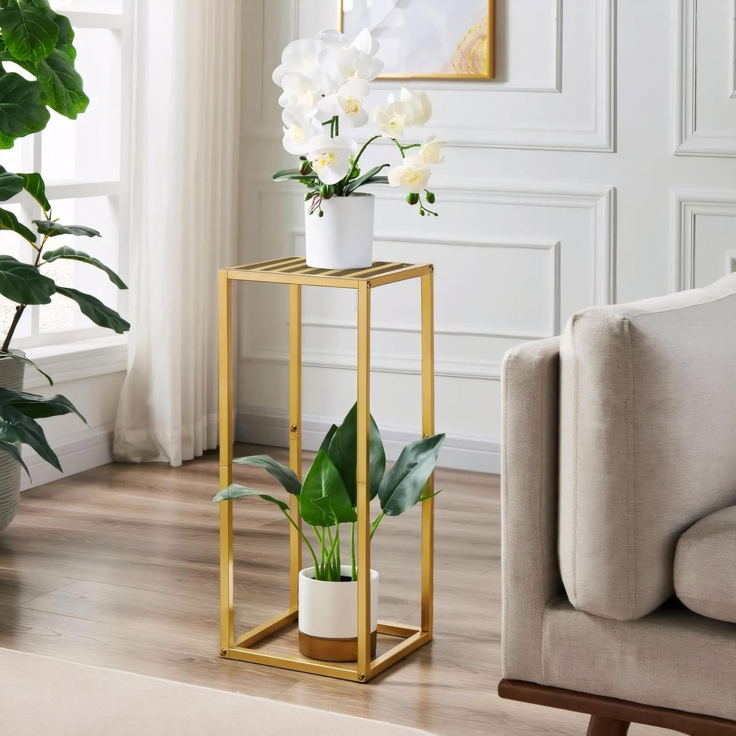 Cylinder Stands for Parties & Plants,2pcs Gold Square Wedding Flower Pedestal Stands for Centerpieces, 23.6 inch Tall