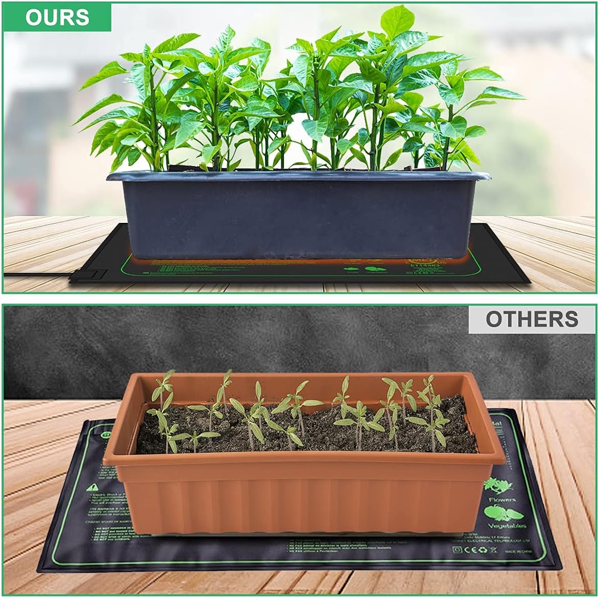 2 Pack 21W Seedling Heat Mat for Seed Starting,10" x 20.75" Waterproof Heating Pad for Indoor Plants Germination
