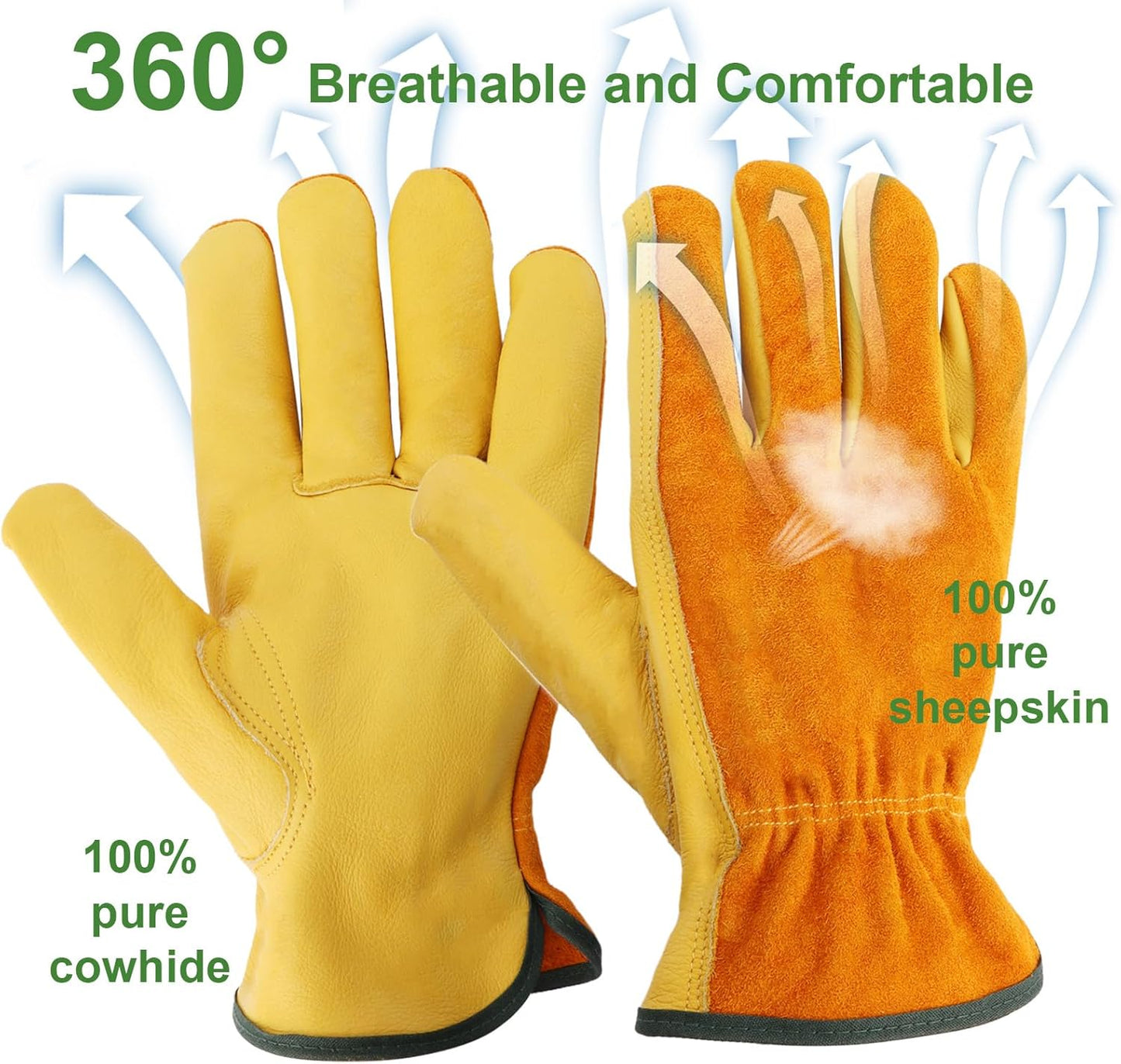 Leather Work Garden Gloves for Men & Women,Safety Work Gloves for Gardening, Welding, Construction, Farm, Ranch, etc. Thorn Proof , Planting,Heavy Duty,Roses Pruning Gardening Working Gloves, Gifts L