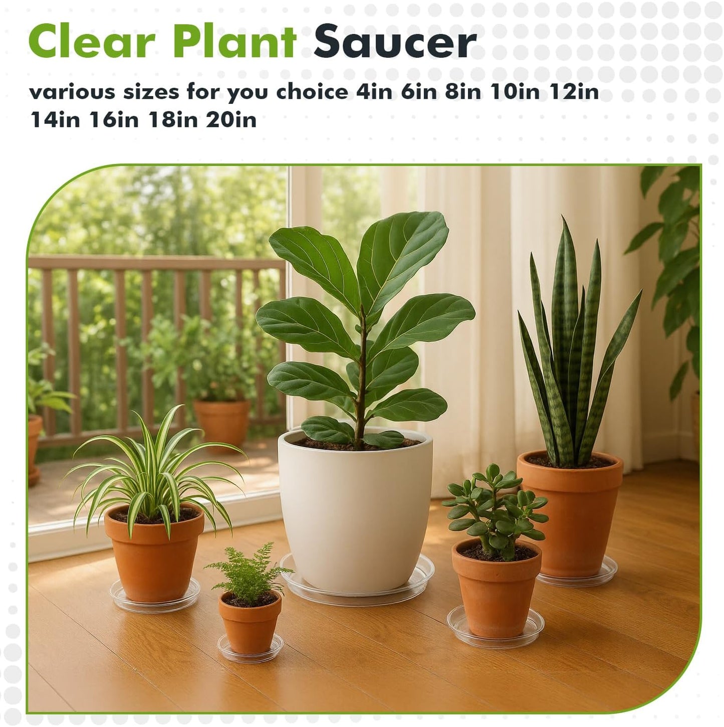30 Packs 16" Extra-Large Clear Plant Saucers for Indoor Outdoor Use Heavy Duty Plastic Plant Trays for Planter Bulk Flower Pot Drip Trays to Catch Water, 4 to 20 Inch