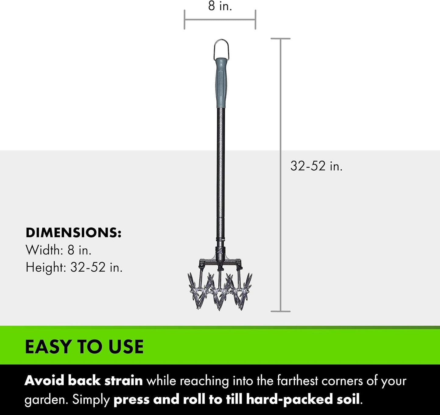 Yard Butler- Rotary Cultivator - Durable Garden Cultivator for Healthy Soil - Customizable Tiller to Meet Garden & Lawn Needs - Ergonomic Gardening Tool Design - Standard Packaging