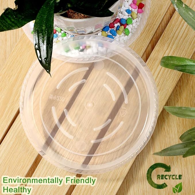 9 Pack Plant Saucers (8inch /10inch /12inch) Heavy Sturdy Plant Trays for Indoor Clear Plastic Flower Pot Saucers Thicker Plant Water Drip Trays for pots -Clear