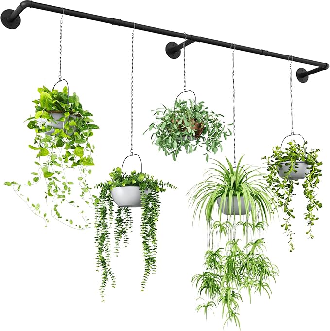 Bamworld Plant Hanger Indoor 70in Hanging Planters Rod Hanging Plant Holder for Window Plant Shelves Metal Rod,Pots Not Included