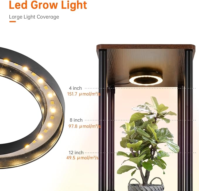 Plant Stand Indoor with Grow Light, 66" Tall Indoor Plant Shelf, 5 Tier Flower Stand with Plant Light Full Spectrum, Metal Plant Holder with Light, lighted Plant Rack for Home, Corner, Patio