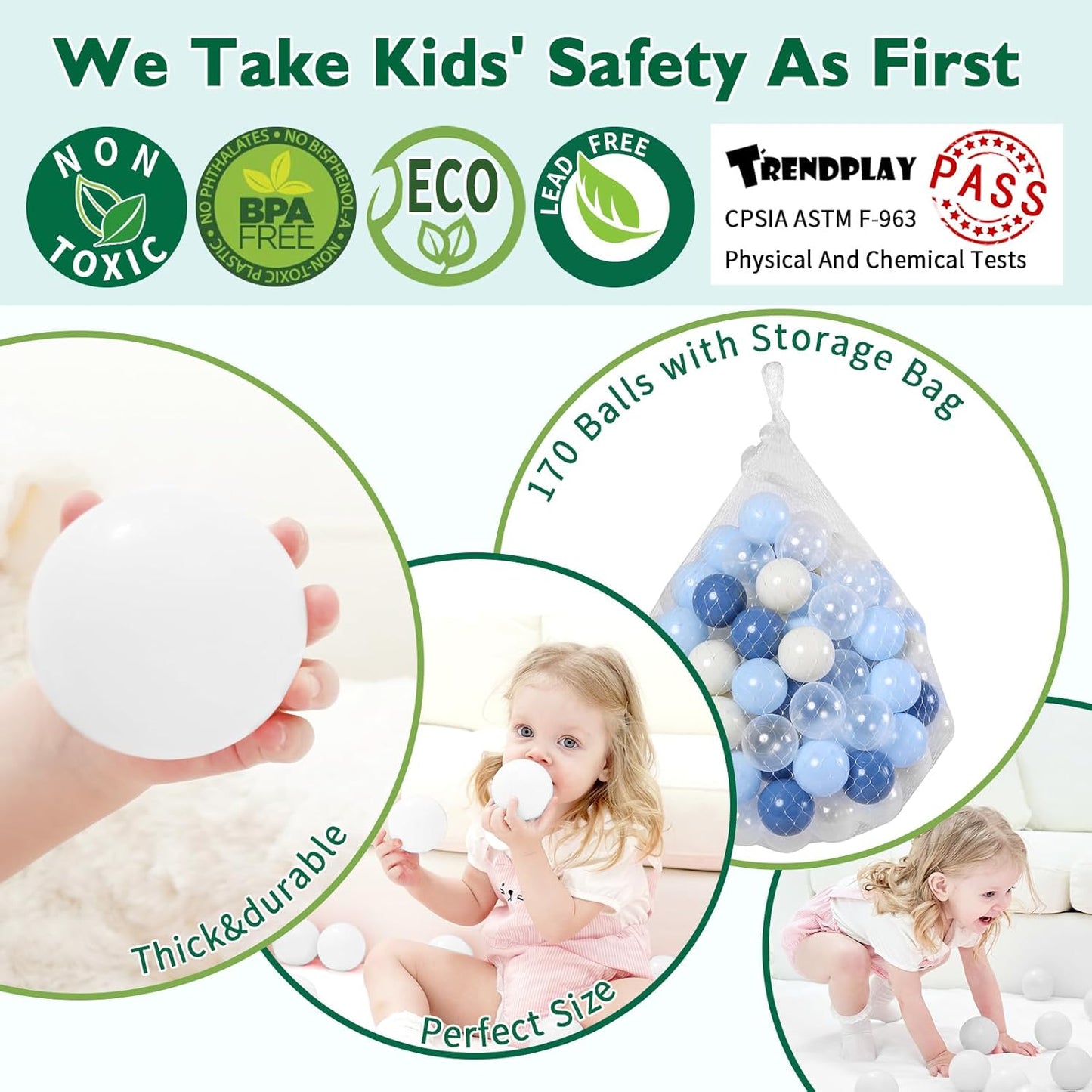 TRENDPLAY Plastic Balls for Ball Pits - Hollow Balls- Safe and Exciting Playtime - Perfect for Baby Pools, Birthday Party Decoration