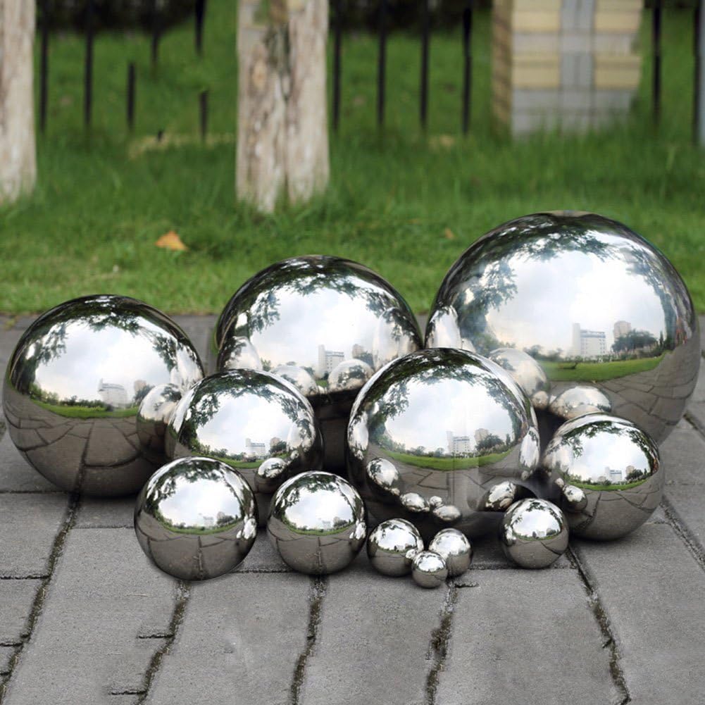 Pack of 2, Stainless Steel Hollow Gazing Ball Mirror Polished Shiny Sphere for Home Garden Ornament (4 Inch)