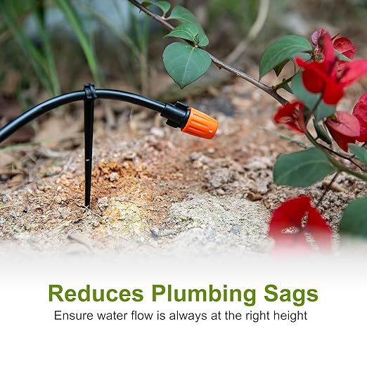CHANGE MOORE 250 Pcs Drip Irrigation Stakes Universal Drip Tubing Hold Stakes, Plastic Garden Water Pipe Support Drip System Parts, Securing Pegs for Drip Irrigation Line,Greenhouse