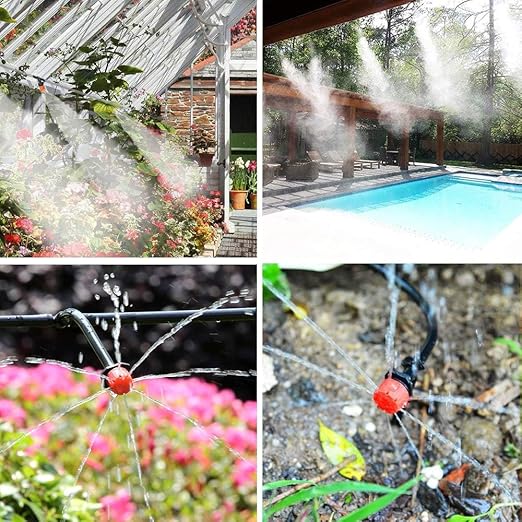 50FT Drip Irrigation System Kit - Garden Watering System with 1/4" Drip Irrigation Tubing Parts - Automatic Irrigation Sprinkler Equipment for Outdoor Plants, Garden, Greenhouse, Flower Bed, Lawn