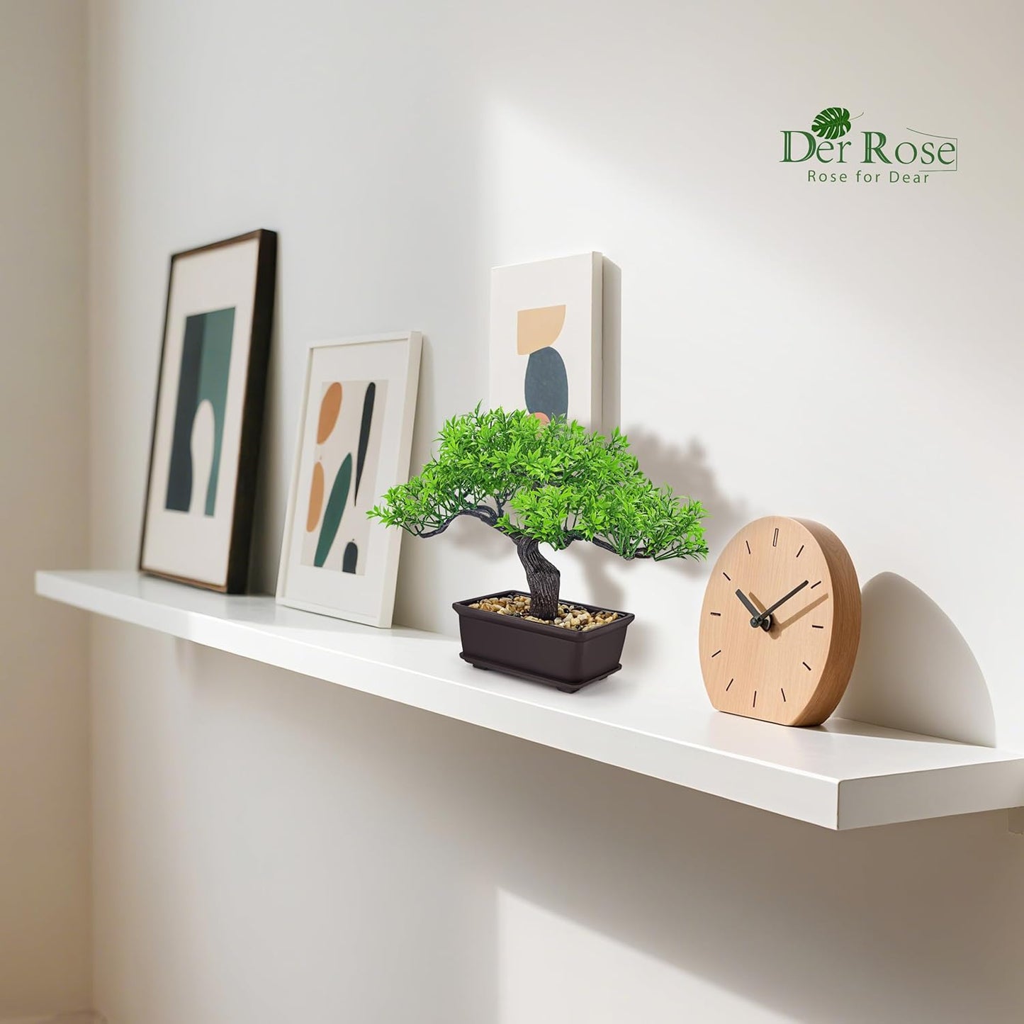 Der Rose 8'' Artificial Bonsai Tree Small Fake Potted Plants for Zen Japanese Home Office Desk Bathroom Shelf Decor
