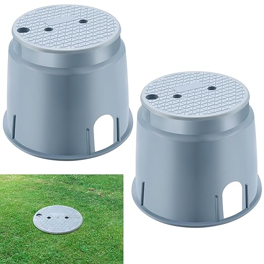 Tandefio 2 Pcs 910 Electrical Splice Box 10 Inch Diameter Underground Electrical Junction Box Inground Electrical Box for Outdoor Electrical Wiring Splices (Gray)