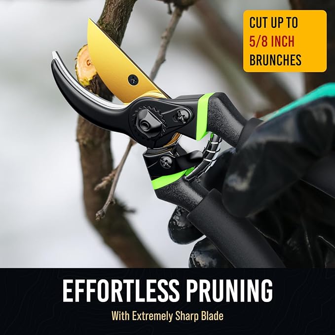 GrowIt 8.5" Professional Titanium Bypass Pruning Shears (T13) - Christmas Stocking Stuffers for Men Women - Super Sharp Premium Garden Shears Clippers Pruners - Garden Scissors Heavy Duty Tool
