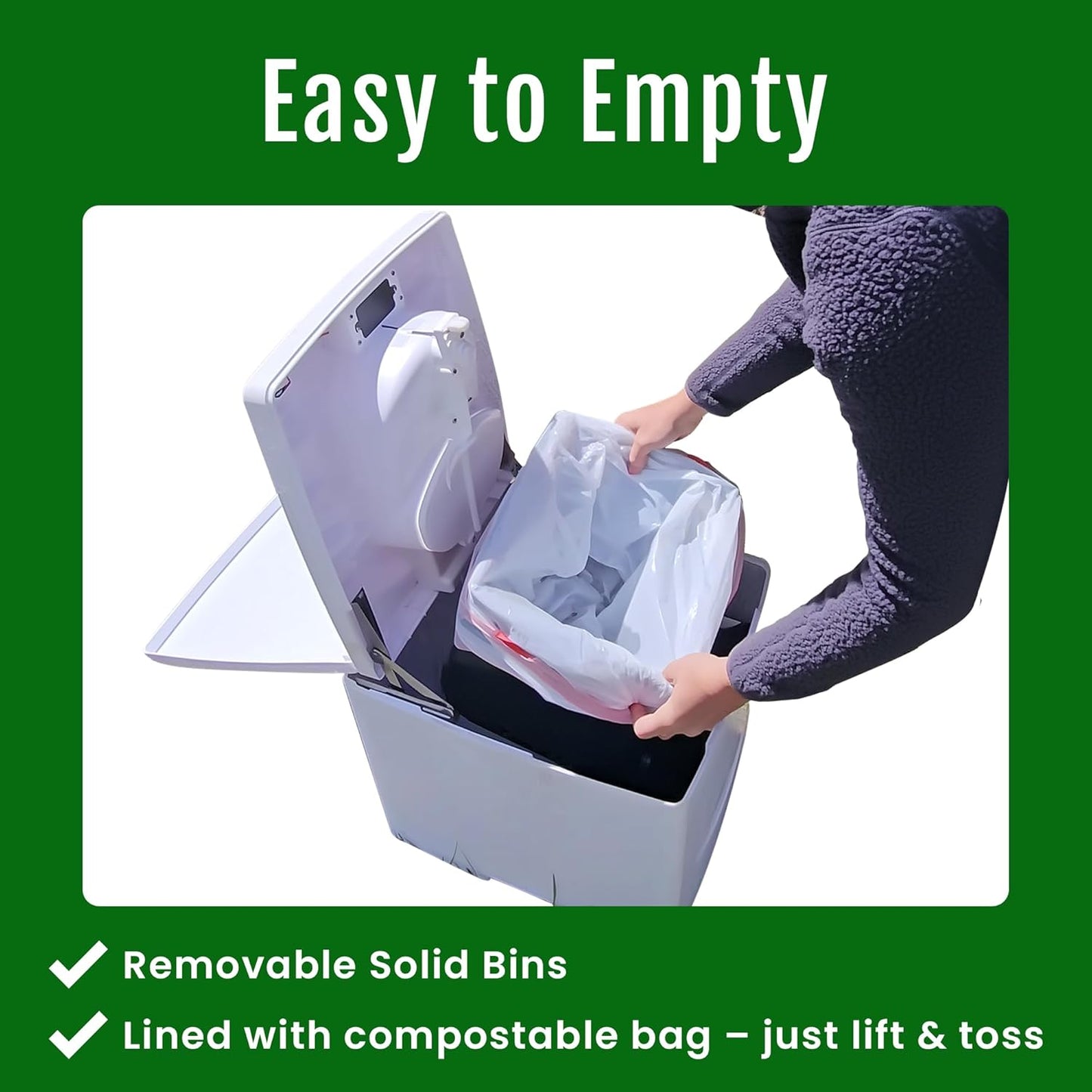 Cuddy Lite Portable Compost Toilet – for Camping, RVs, Campervans, Boats & Tiny Houses – LED Full Indicator, Liquid-Diverting, Separating, Solids Cover, Easy Clean – Portable & Compact