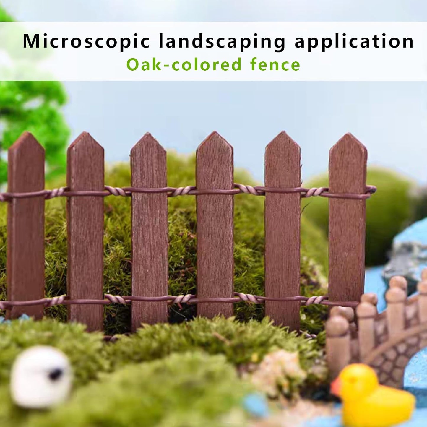 Miniature Fairy Garden Fence,2 Pcs DIY Brown and White Fence with Gate,Fairy Garden Accessories Miniature Ornaments for Dollhouse Home Plant Pot