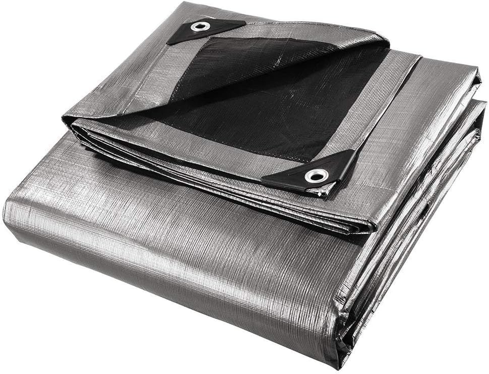 Yescom 18x24ft Heavy Duty Reinforced Poly Tarp Waterproof Tarpaulin 10-mil Ground Sheet Camping Tent Cover with Eyelets Reversible Silver Black Tarps