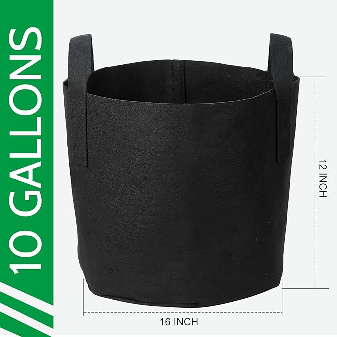 JERIA 24-Pack 10 Gallon Nonwoven Grow Bags, Plant Grow Bags,Heavy Duty Aeration Fabric Pots with Durable Handles, Come with 24 Pcs Plant Labels