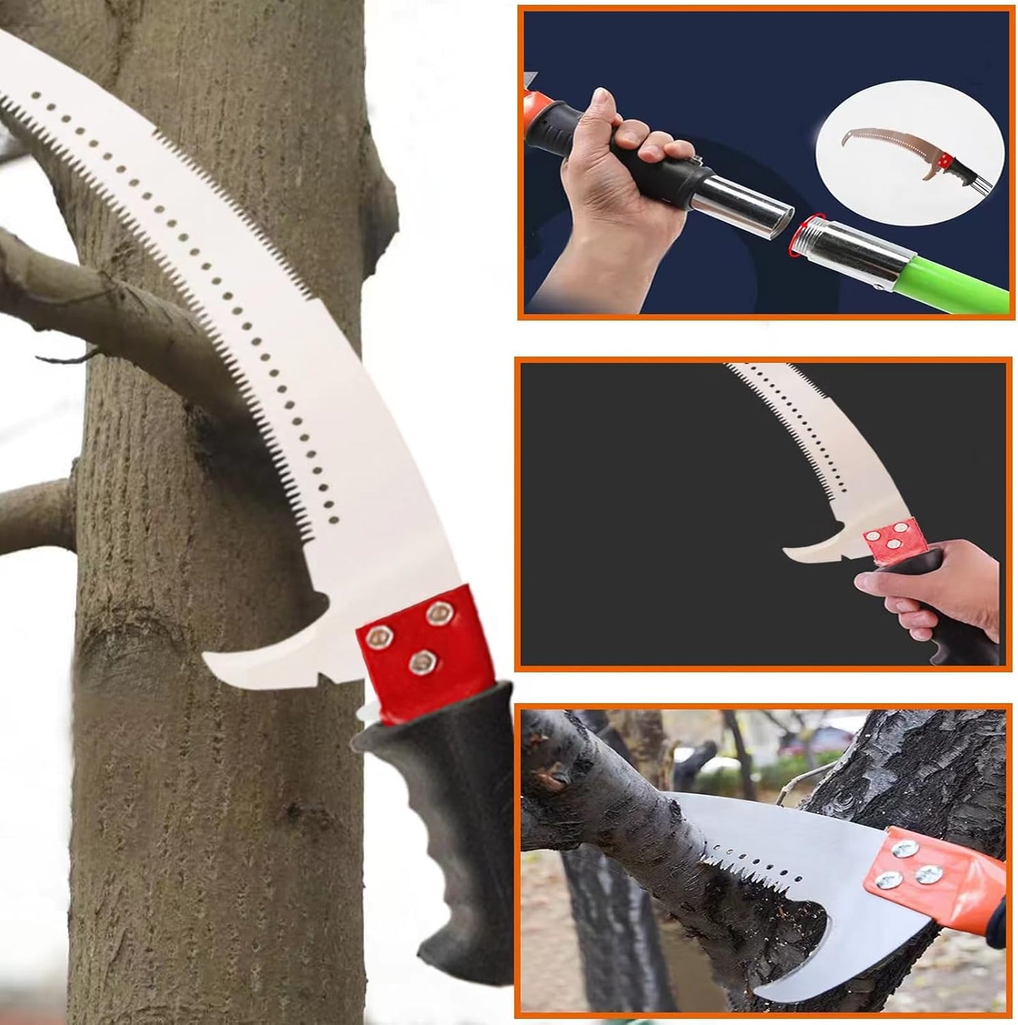 Manual Pole Saw 30 FT Extendable Tree Pruner High Branches Trimming for Pruning Palms and Shrubs with Long Handle (Green)