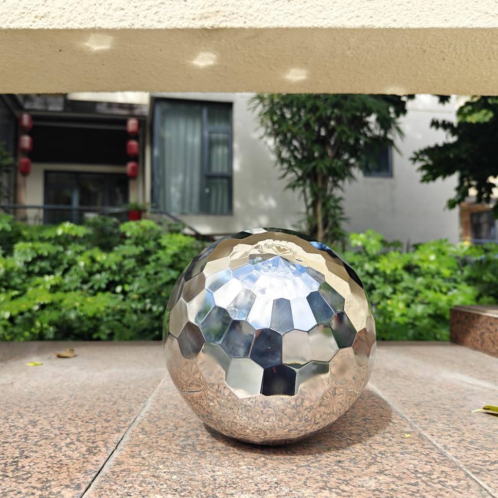 304 Stainless Steel Gazing Ball Sculptures Diamond Ball Decoration Mirror Hollow Decor Ball Reflective Garden Sphere Hollow Metal Ball Ornament Statues Gazing Globe for Home Garden (6 inch)