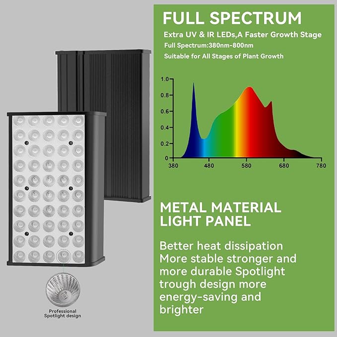 Grow Lights for Indoor Plants Full Spectrum Led Plant Grow Lights 3/9/12H Timer,10 Dimmable Levels, Adjustable Stand 23-67 inches, Flexible Gooseneck, Grow Lamp for Large and Small Plants with Stand