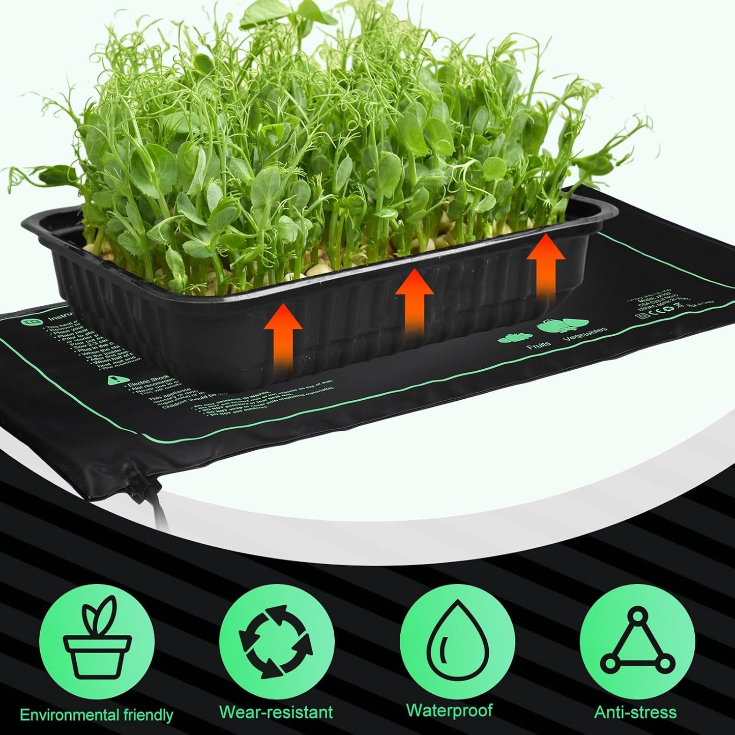 ROCEEI 16 Pack Durable Seedling Heat Mat 10 x 20.75 Waterproof Plant Heating Pad Warm Hydroponic Grow Mat for Greenhouse Grow Seed Starting Plant Germination