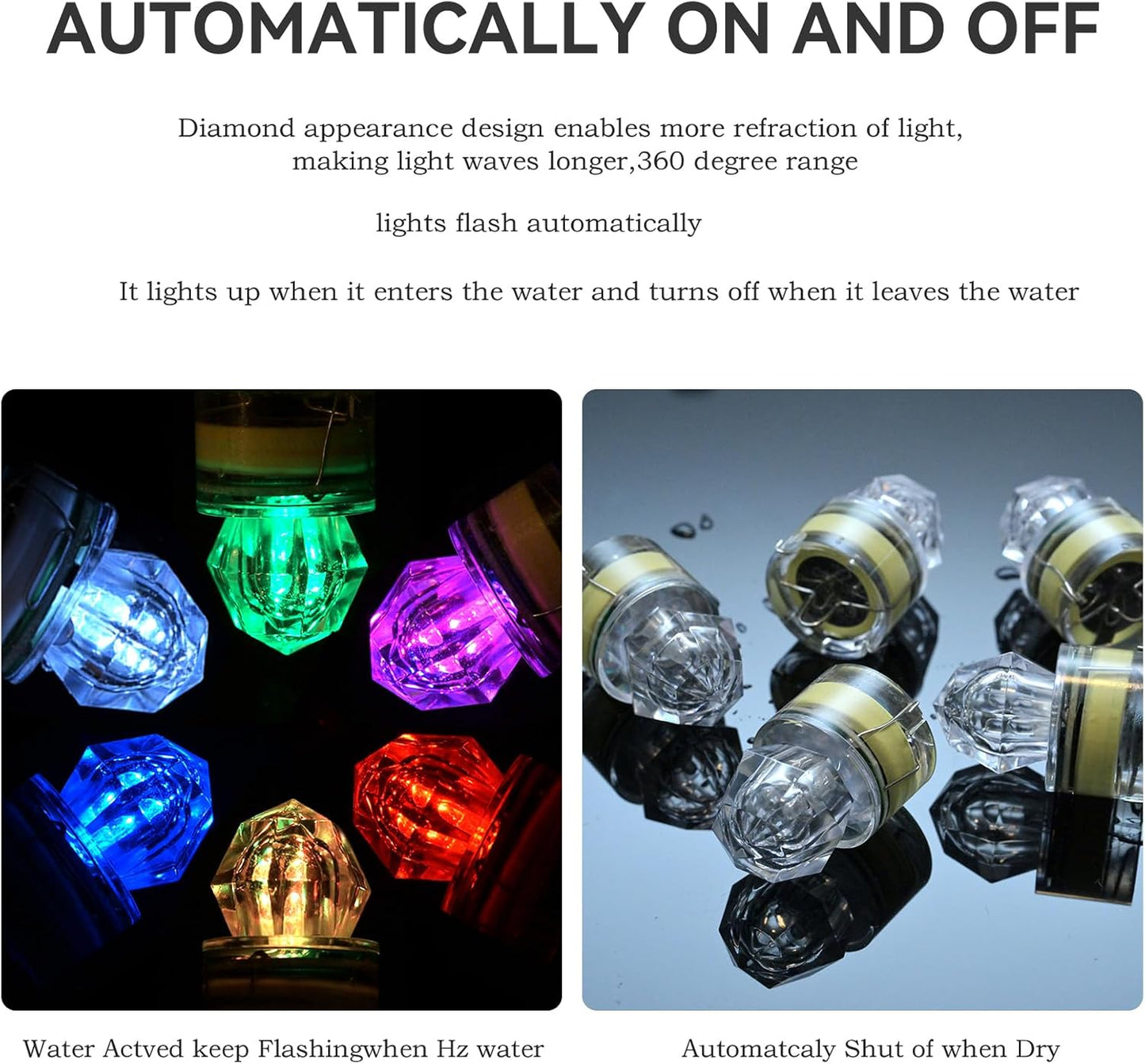 LED Underwater Fishing Lures,LED Lighted Bait Flasher,Deep Drop Fishing Lures,Fish Eye Attractive Light Bait Lure Lamp 5PCS