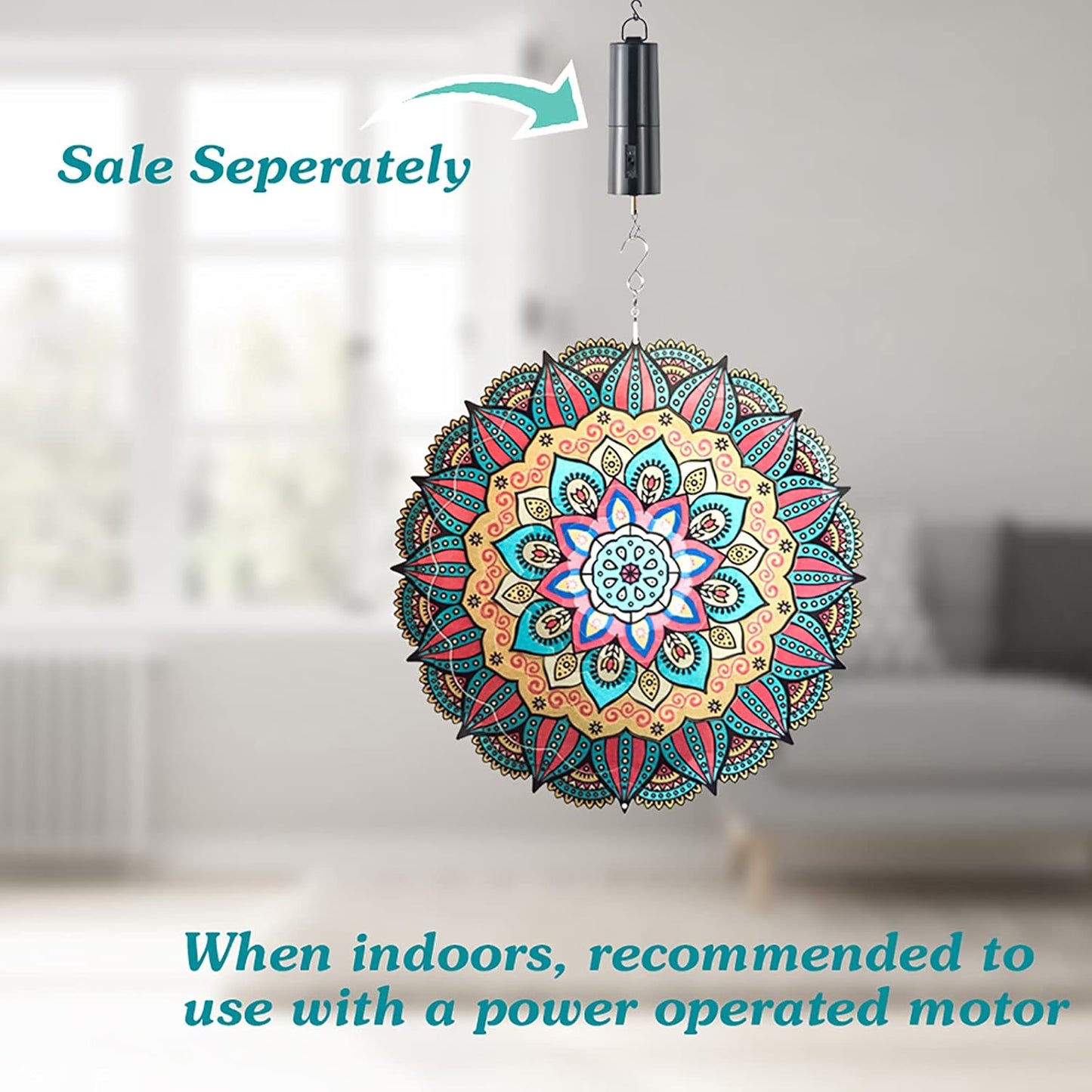 Wind Spinner Yard Art Garden Decor Mandala 3D Stainless Steel Metal Sculptures Kinetic Hanging Whirligigs Decorations Backyard Outside Indoor Outdoor Patio Ornaments Clearance Sun Catcher Windmill