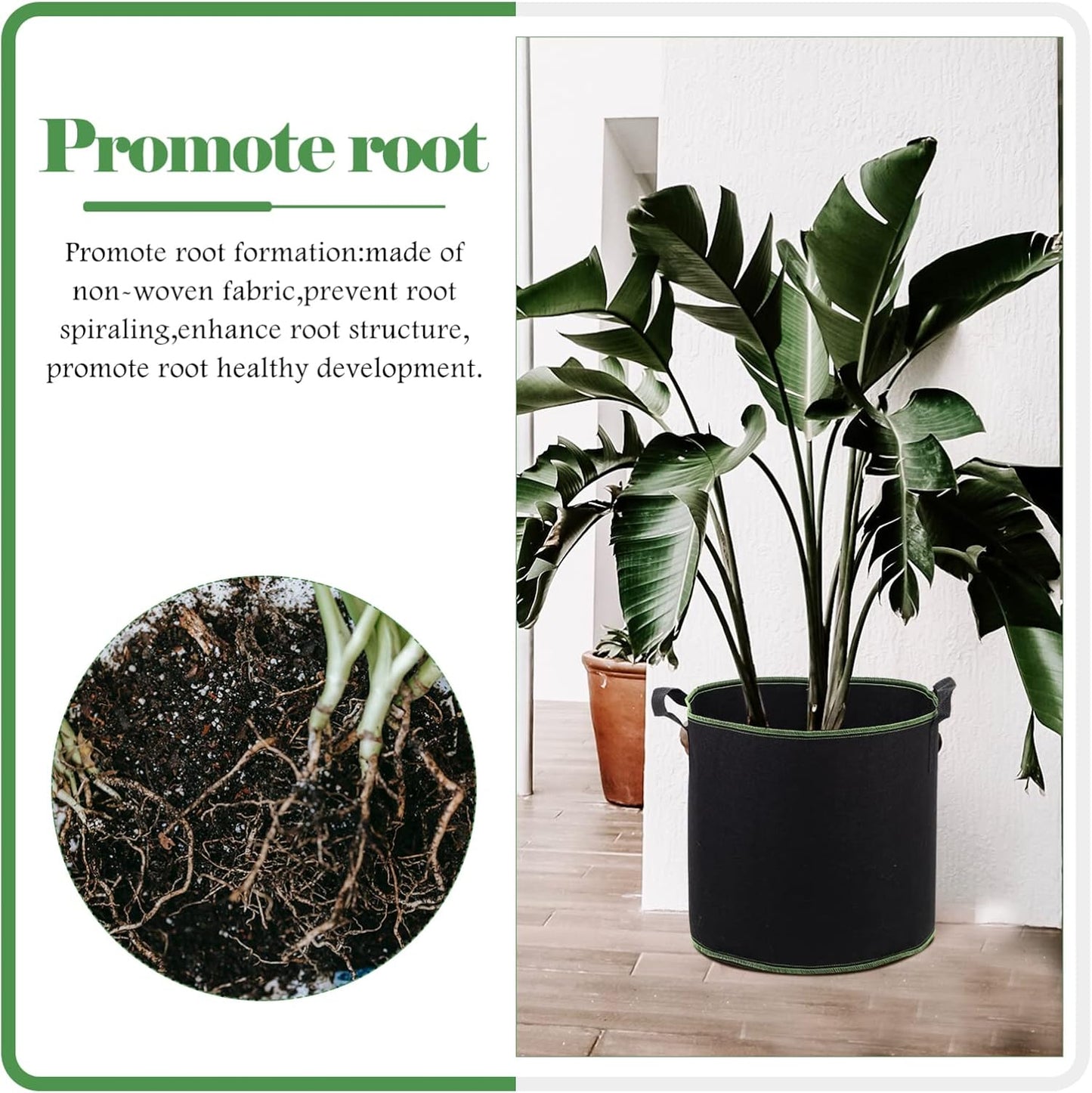 DOITOOL 5 Pack 5 Gallon Plant Grow Bags, Nonwoven Plant Fabric Pots with Handles, Vegetable/Flower/Plant Grow Bags for Nursery Garden Planting