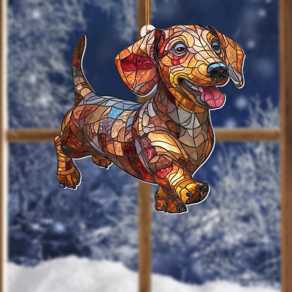Acrylic Dog Christmas Ornament 2025 β Dachshund Gift for Lovers, Pet Memorial Keepsake, Cute Puppy Tree Decoration, Clear Acrylic Hanging Ornament for Pet Owners, Stocking Stuffer for Dog Mon, Sun-35