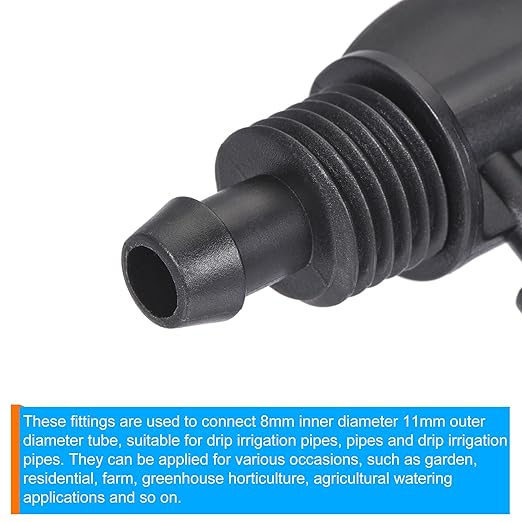 MECCANIXITY Drip Irrigation Barbed Tee 4-Way Fitting 8mm to 4mm ID Tubing for Garden Drip Tape Tubing Sprinkler System Black Pack of 10