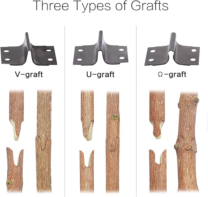 FUNTECK 2-in-1 Grafting Tools Pruner Kit, V-Graft Omega-Graft and U-Graft, Perfect for Fruit Tree Grafting, Including Grafting Tapes, Grafting Knife & Replacement Blades