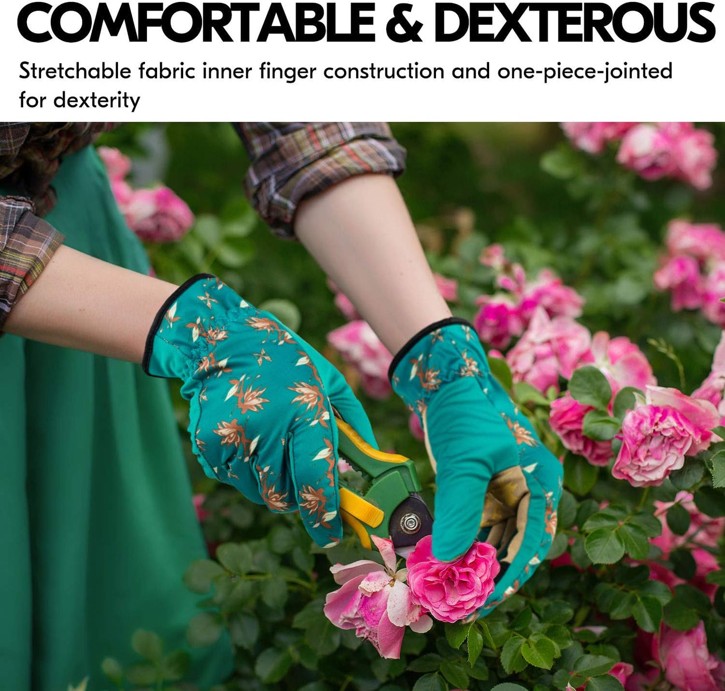 Vgo... Ladies' High Breathability Synthetic Leather Gardening Gloves (Size L, Blue, SL7455)