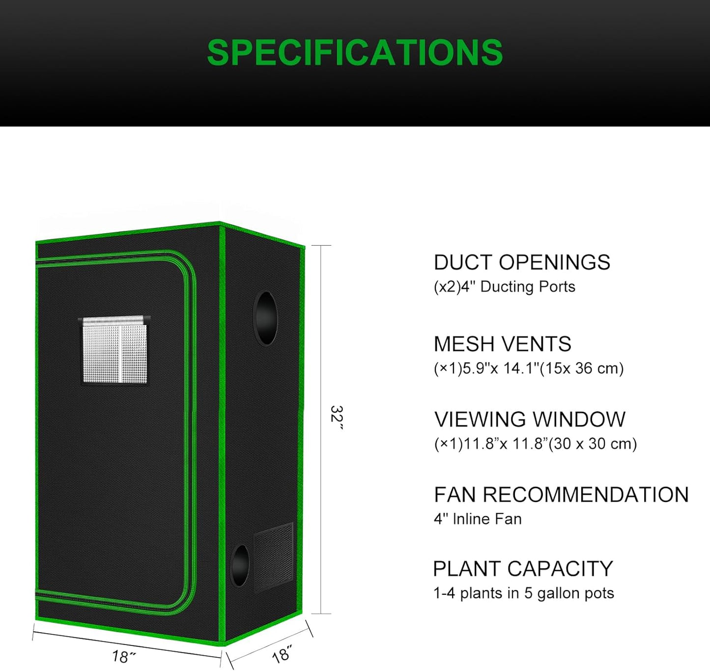 MELONFARM Small Grow Tent for Aerogarden,18”x18”x36” ,Hydroponics Growing System ,Highly Reflective 600D Diamond Mylar Canvas with Ventilation window and Floor Tray for Hydroponic Indoor Plant Growing
