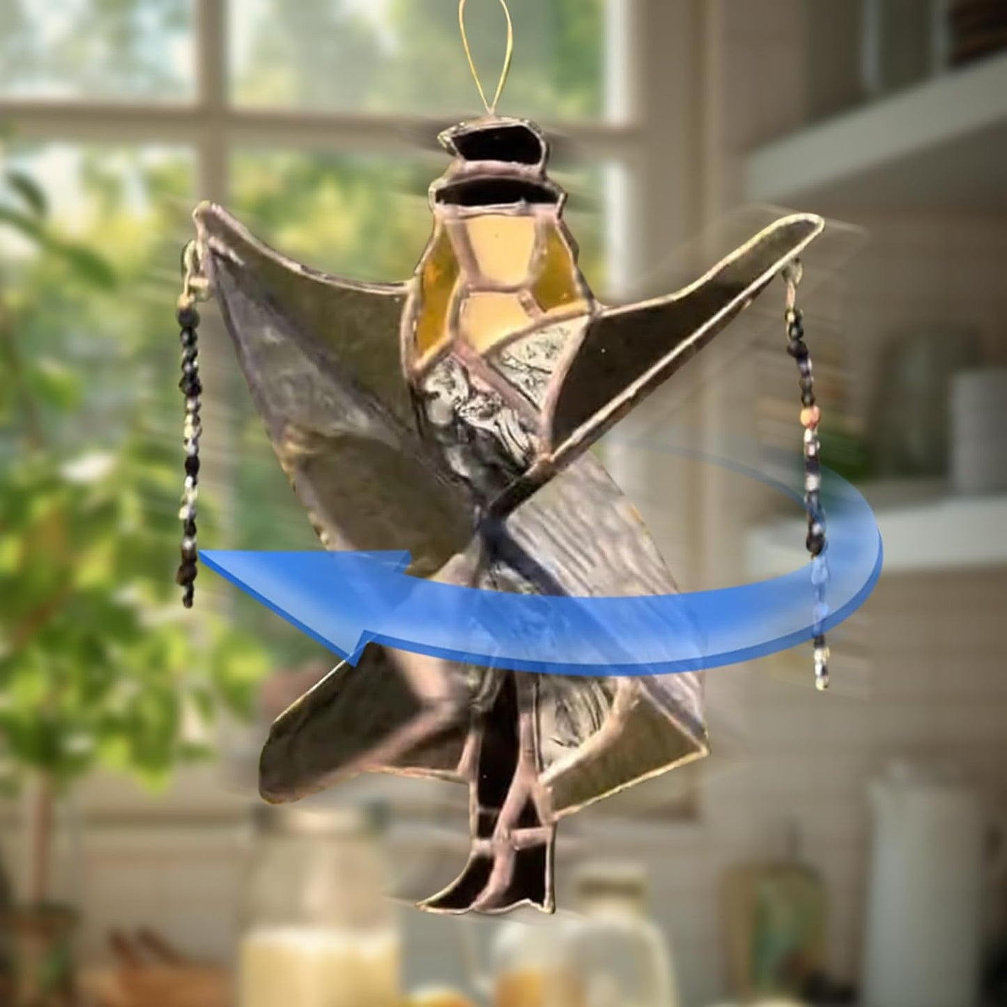 Dancing Lady Stained Glass Spinner, Stained Glass Suncatcher Decor, Decorative Wind Spinner for Window, Garden, Porch, Home Decoration (1PC)