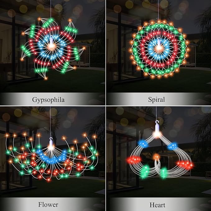 5 Pack 1000 LED Plug in Firework Lights Starburst Lights for Christmas Garden/Patio/Wedding/Party/Bedroom Outdoor or Indoor Decor,Waterproof Twinkle Light with 8 Modes(Multi Color)