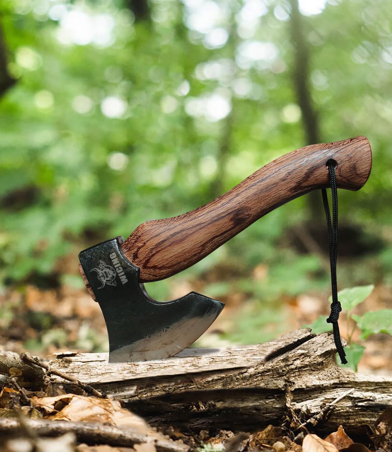 10.6 in Hatchet, 1065 Manganese Steel and Beech Wood Handle with Leather Sheath for Camping, Carving, Bushcraft Outdoor
