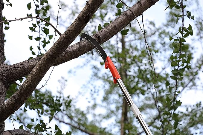 HOSKO 14FT Pole Saw for Tree Trimming, Long Extension Pruning Saw, Blade Tree Trimmer Pole, Manual Pole Cutter for, Yard Garden and Patios Trees Branches Cutting