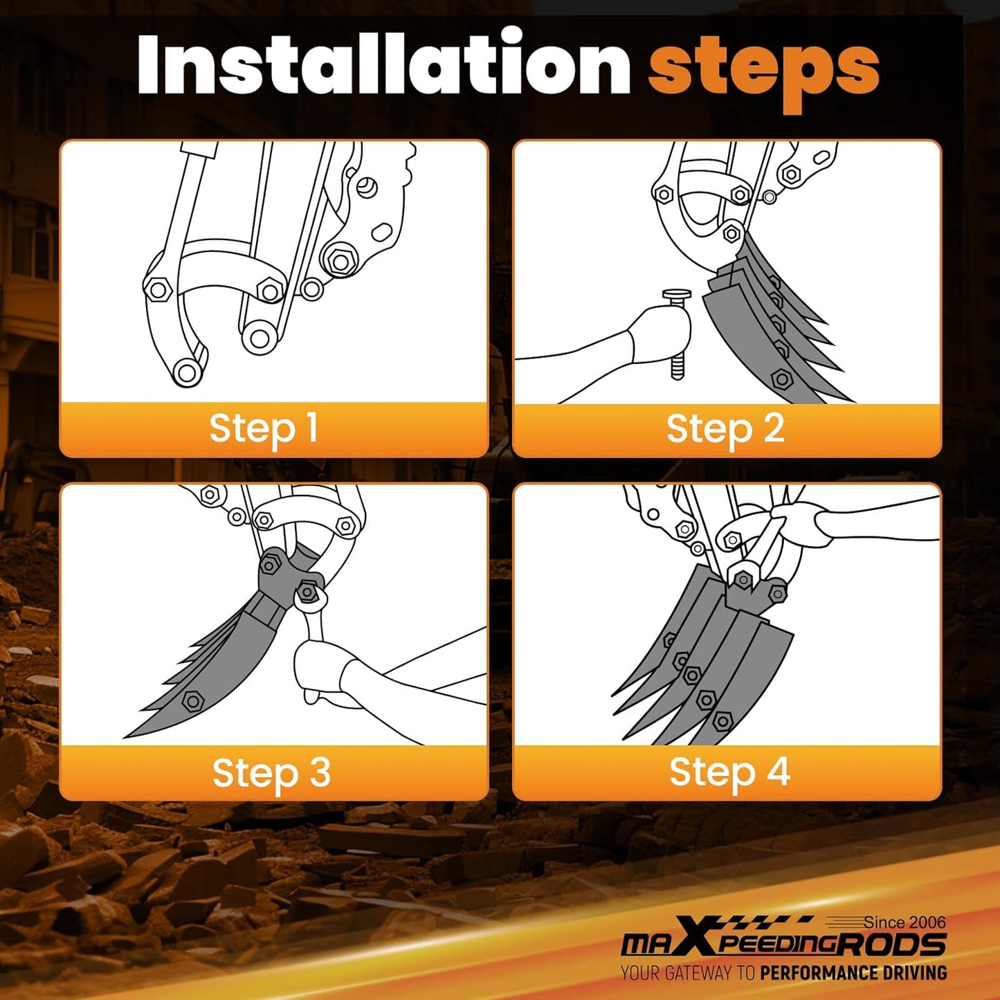 maXpeedingrods Mini Excavator Rake, Wide Backhoe Rake for 0.8-1.5T Excavators, Hydraulic Tilt Excavator & Backhoe Attachment for Excavator