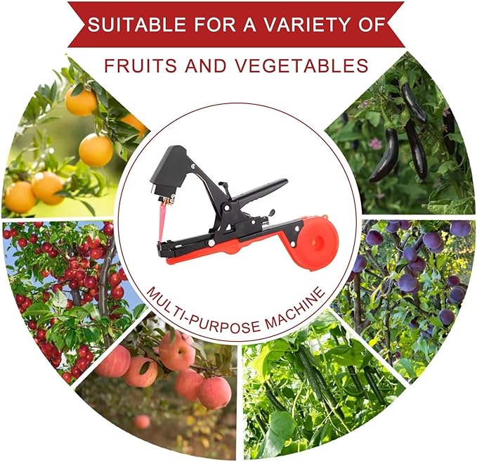 Plant Tying Machine Plant Vine Tying Machine Tool with 10000pcs Staples 20 Rolls Tape Plant Tape Gun for Grapes Raspberries Tomatoes and Vining Vegetables Tying Tool(Black)