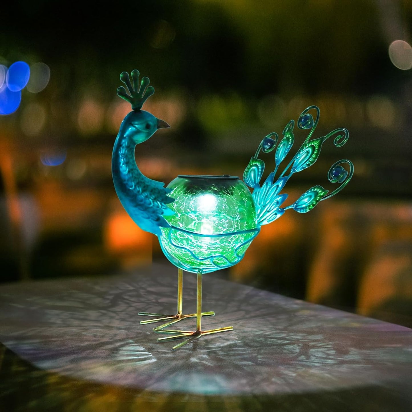 Solar Lantern Outdoor Decorative Waterproof LED Solar Lights Peacock Tabletop Lamp for Outdoor Patio Garden
