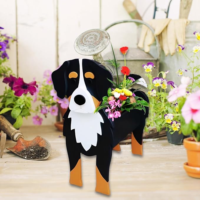 Bernese Mountain Dog Planter Plant Pots,Cute Garden Dog Flower Planter,Dog Planters Birthday Gifts for Women,Office,Indoor/Outdoor Decor(9.45 * 5.75 * 12.2in)